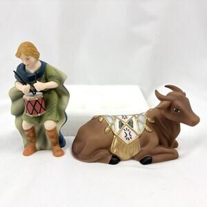 Thomas Kinkade Hawthorne Village Nativity Little Drummer Boy Seated Bull Ox Set
